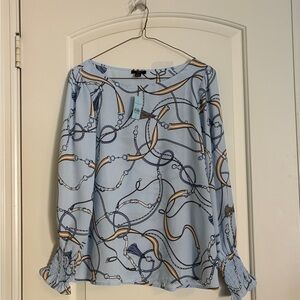 Ann Taylor Blue Chain Print Women's Blouse